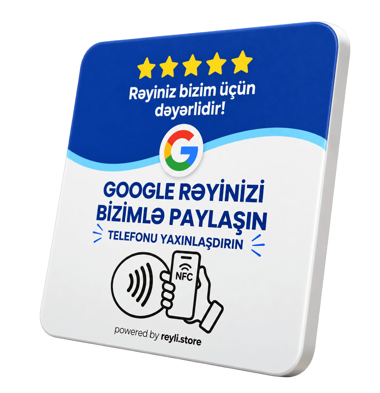 Reyli Google rəy NFC stendi